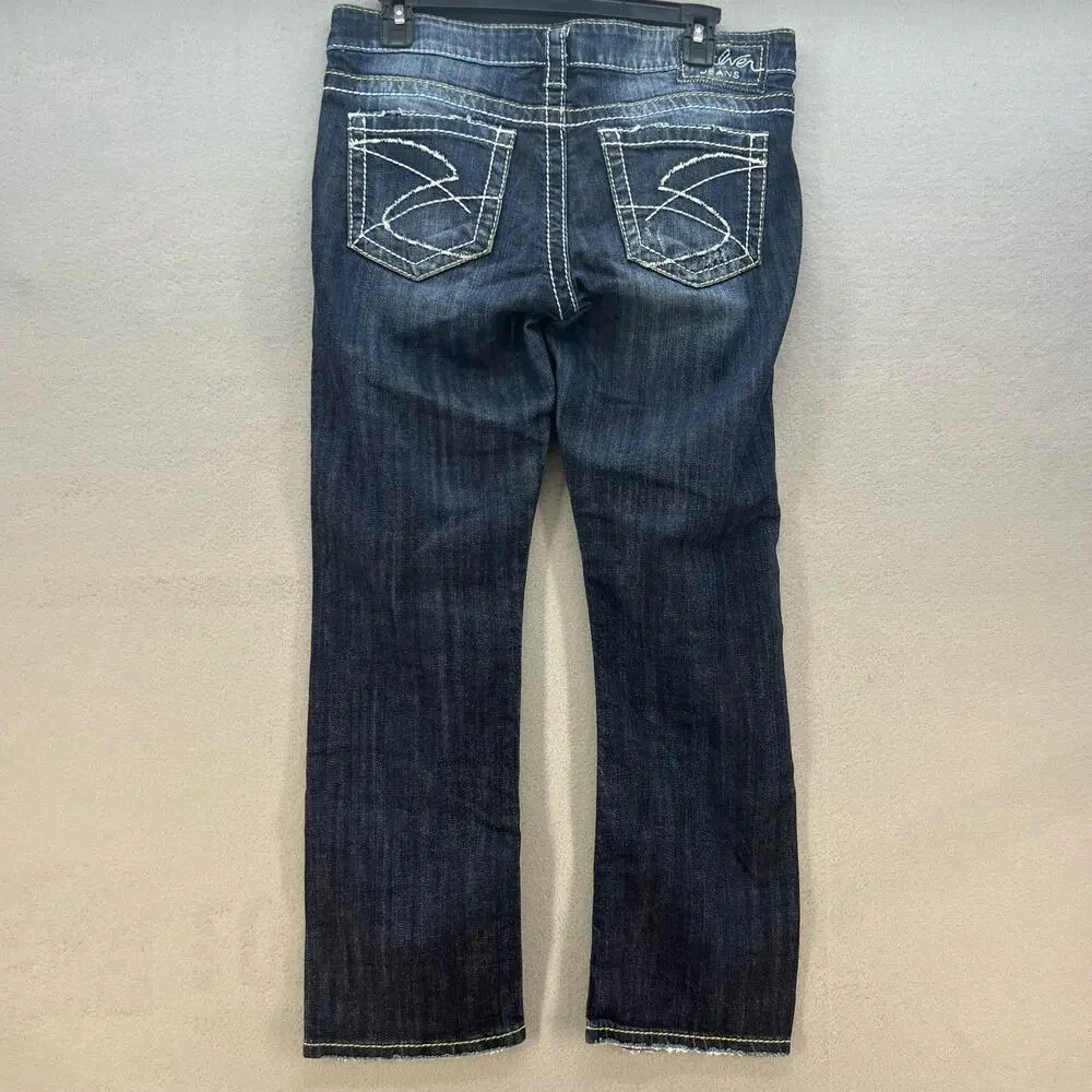 Silver Jean Co Jeans Women's Size 6 28 Dark Blue Santorini Capri Normcore - Picture 8 of 13